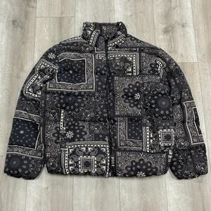 maison article puffer jacket bandana black white size Large L B2